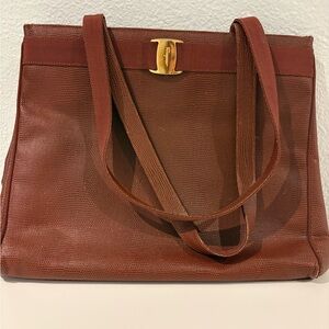 Vintage Ferragamo Brown Leather Tote